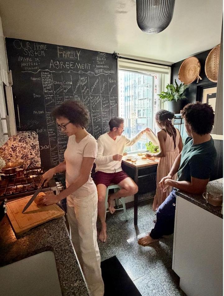 A family cooking together